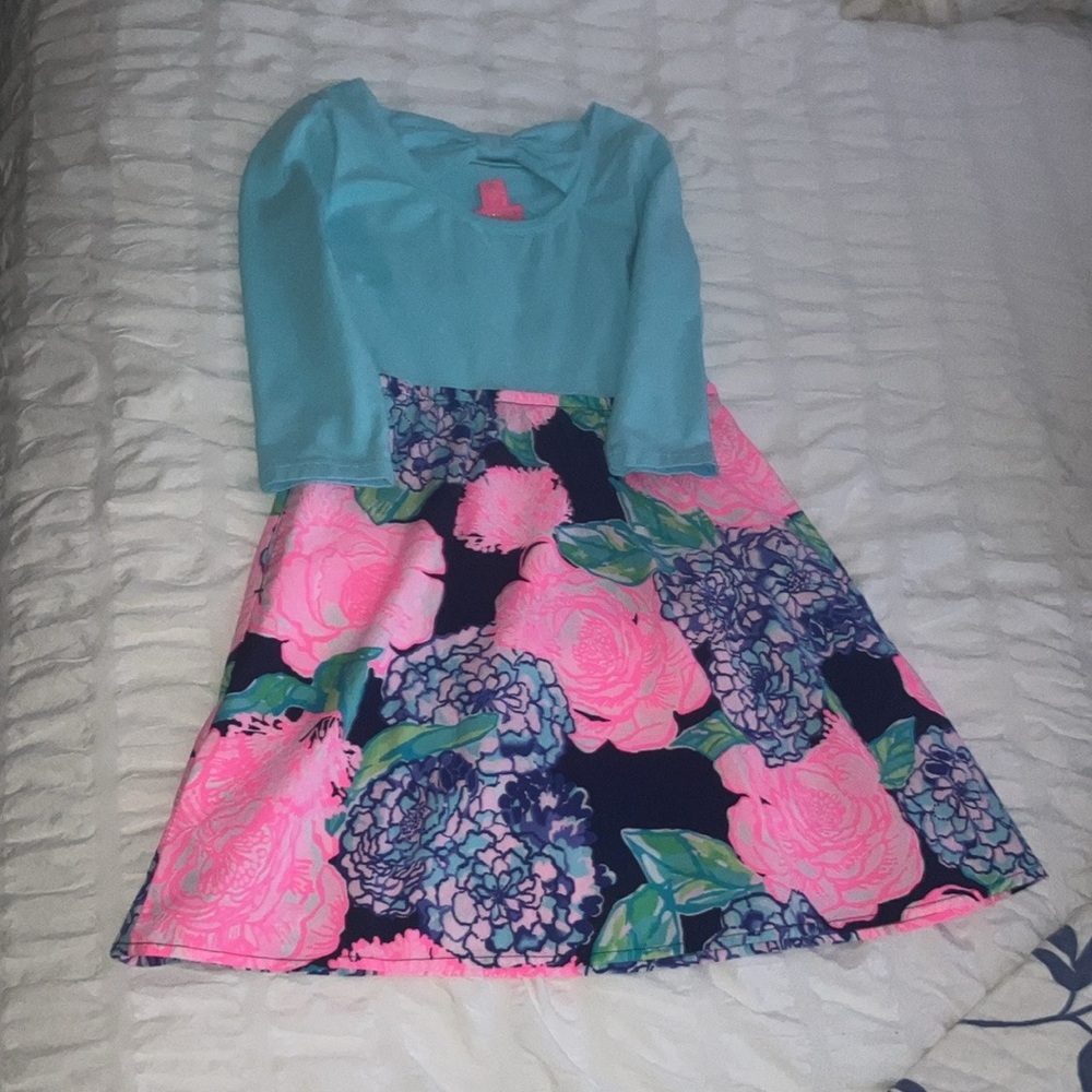 Lilly Pulitzer Mochi Dress Girls Blue Pink